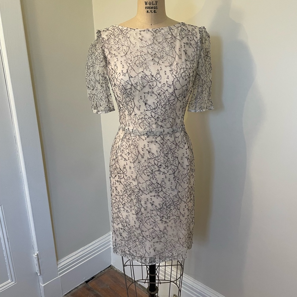 ERDEM NWOT LAST CALL -couture crm & blk  French lace cocktail dress sz US 4